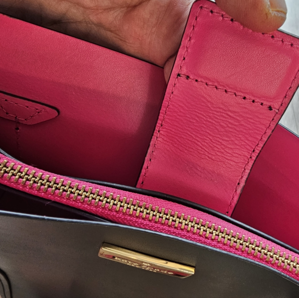 Kate Spade Arbor Hill Kyra Black Pink Leather Handbag Top Handle Tote - Picture 9 of 16